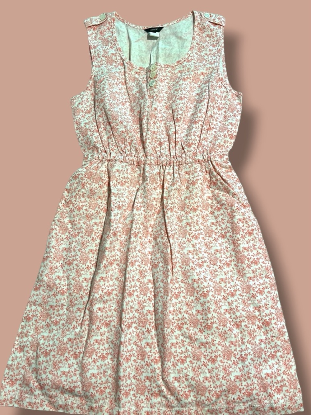 J. Crew Pink Floral Sleeveless Cotton Dress